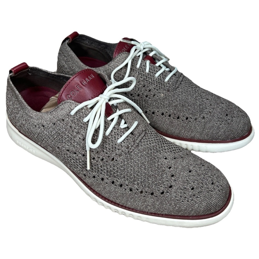 Cole Haan ZeroGrand Shoes Mens 10M  Wingtip Oxford Knit Beige C37194